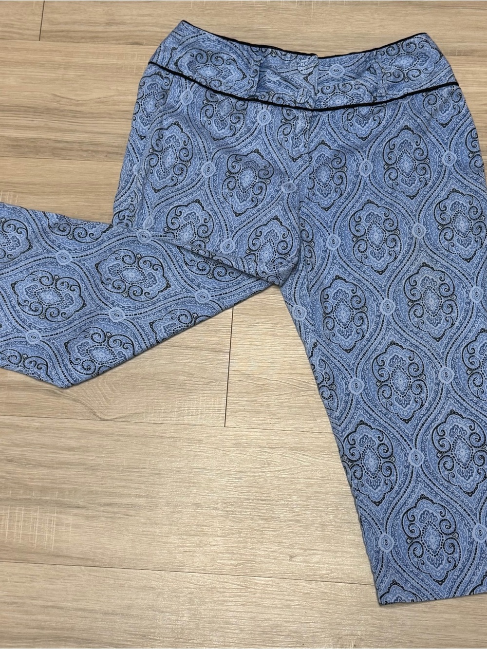Patterned Blue Paisley Capri Pants